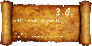 Nádasdi Gergely névjegykártya